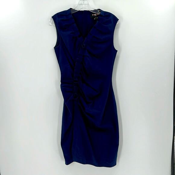 PAULE KA Pique Ruched Sheath Dress - Navy - 38 or US 4 - Picture 1 of 11